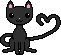 Black cat with heart shaped tail