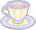 Blue and yellow teacup