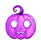 Purple carved pumpkin