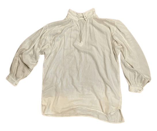 White cotton shirt with full sleeves and standing collar