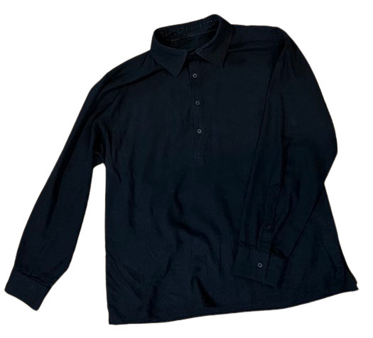 Black linen shirt with button placket