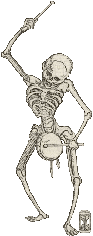 Skeleton playing drums
