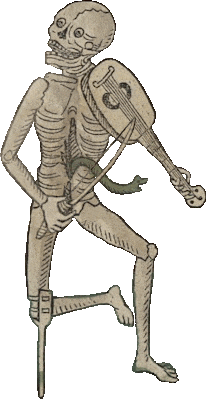 Skeleton playing violin