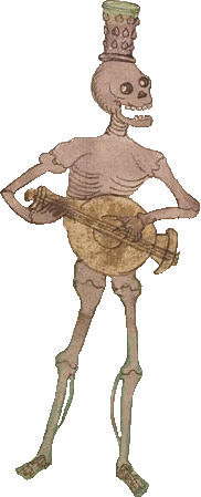 Skeleton playing lute